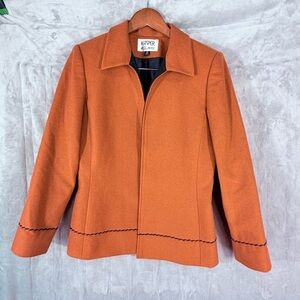 Kasper Petite Wool Blend Jacket Womens 6P Burnt Orange blazer business classic